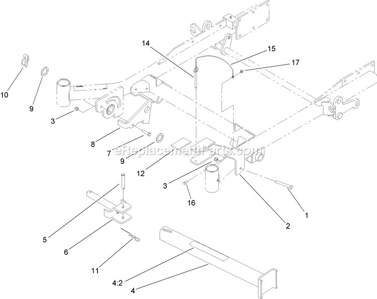 Toro 74251 (260000001-260999999)(2006) Z587l Z Master, With 60in Turbo Force Side Discharge Mower Z-Stand Assembly Diagram