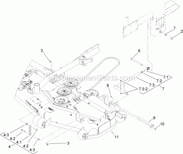 Toro 74254CP (270000001-270999999) Z589 Z Master, With 72in Turbo Force Side Discharge Mower, 2007 Deck Connection Assembly Diagram