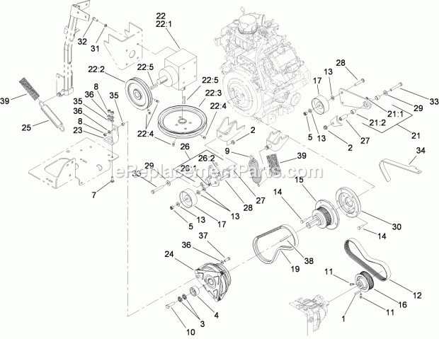 Toro 74254 (280000001-280999999) Z580 Z Master, With 72in Turbo Force Side Discharge Mower, 2008 Hydro and Gearbox Assembly Diagram