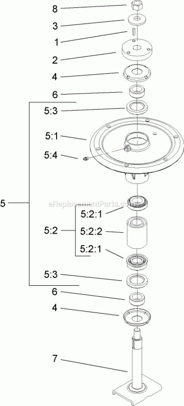 Toro 74254 (290000001-290999999) Z580 Z Master, With 72in Turbo Force Side Discharge Mower, 2009 Spindle Assembly No. 110-3933 Diagram