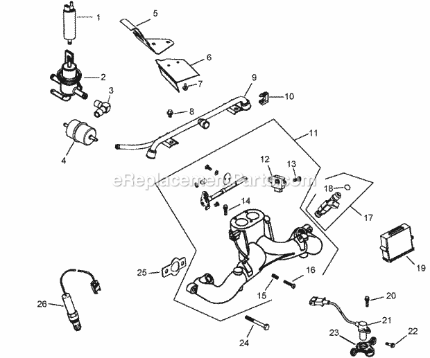 Toro 74255 (260000109-260999999) Z588e Z Master, With 60in Turbo Force Side Discharge Mower, 2006 Fuel System Assembly Kohler Ch745-0012 Diagram
