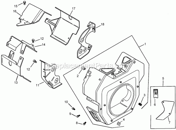 Toro 74255 (260000109-260999999) Z588e Z Master, With 60in Turbo Force Side Discharge Mower, 2006 Blower Housing and Baffle Assembly Kohler Ch745-0012 Diagram