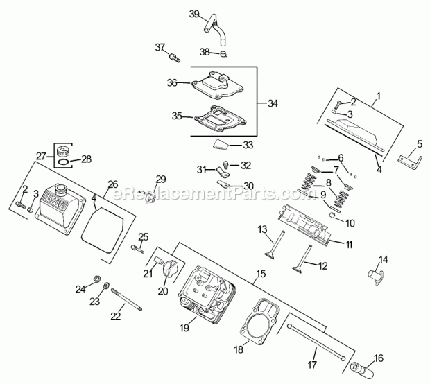 Toro 74256 (240000001-240999999) Z588e Z Master, With 72in Turbo Force Side Discharge Mower, 2004 Head/Valve/Breather Assembly Kohler Ch745-0003 Diagram