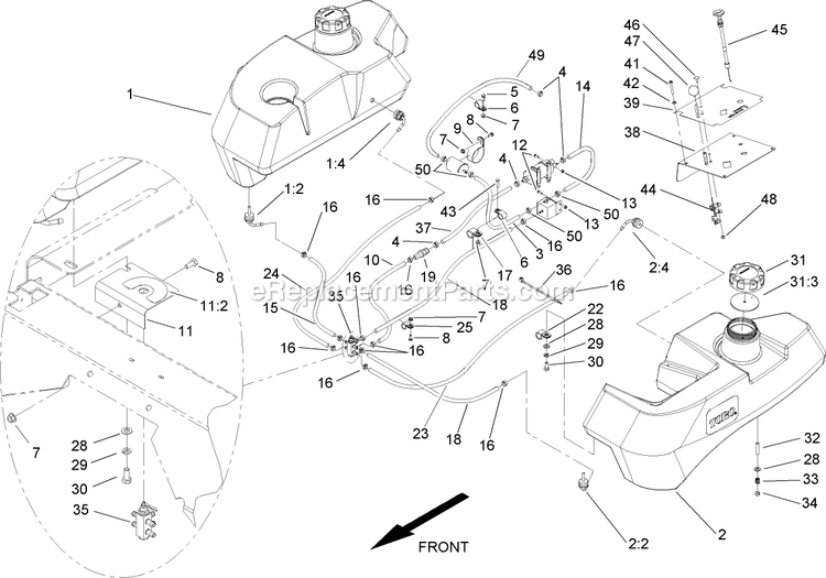 Toro 74256 (250000001-250999999)(2005) Z588e Z Master, With 72in Turbo Force Side Discharge Mower Fuel Assembly Diagram