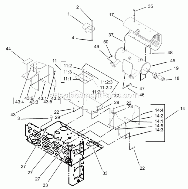 Toro 74258 (230000001-230999999) Z288e Z Master, With 62-in. Sfs Side Discharge Mower, 2003 Guard Assembly Diagram