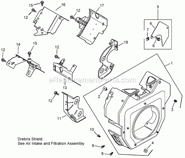 Toro 74262 (260000001-260999999) Z500 Z Master, With 60in Turbo Force Side Discharge Mower, 2006 Blower Housing and Baffle Assembly Kohler Ch750-0010 Diagram