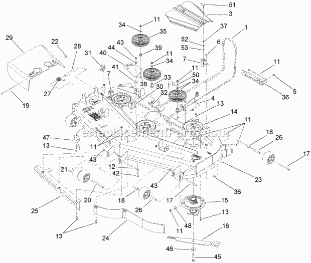 Toro 74262 (270002001-270999999) Z560 Z Master, With 60in Turbo Force Side Discharge Mower, 2007 Deck Assembly Diagram