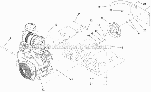 Toro 74263CP (270000001-270999999) Z560 Z Master, With 72in Turbo Force Side Discharge Mower, 2007 Engine and Clutch Assembly Diagram