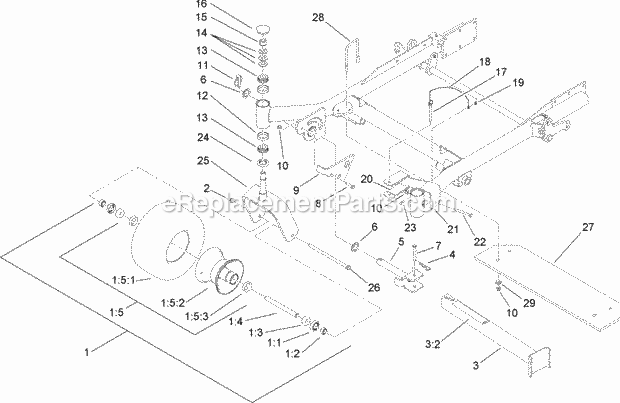 Toro 74264TE (260000001-260999999) Z593-d Z Master, With 132cm Turbo Force Side Discharge Mower, 2006 Caster Wheel Assembly Diagram