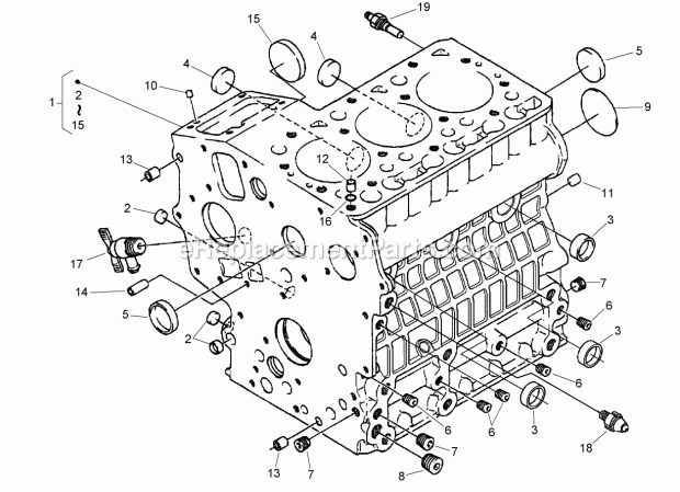 Toro 74264TE (270000001-270999999) Z593-d Z Master, With 132cm Turbo Force Side Discharge Mower, 2007 Crankcase Assembly Diagram