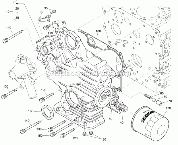 Toro 74264TE (316000001-316999999) Z Master Professional 7000 Series Riding Mower, With 132cm Turbo Force Side Discharge Mower, Gear Case and Oil Filter Cartridge Assembly Diagram