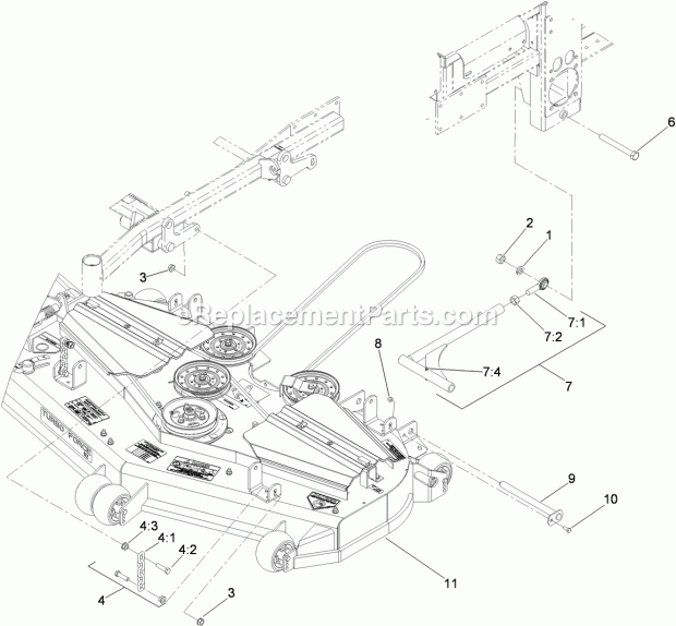 Toro 74265TE (310000001-310999999) Z580-d Z Master, With 152cm Turbo Force Side Discharge Mower, 2010 Deck Connection Assembly Diagram