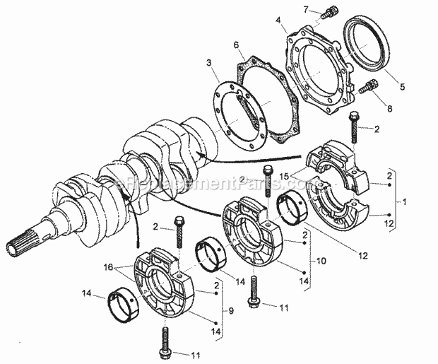 Toro 74265TE (312000001-312999999) Z Master Professional 7000 Series Riding Mower, With 152cm Turbo Force Side Discharge Mower, Main Bearing Case Assembly Diagram