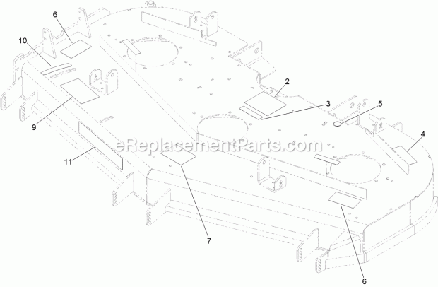 Toro 74265TE (313000001-313999999) Z Master Professional 7000 Series Riding Mower, With 152cm Turbo Force Side Discharge Mower, Deck Decal Assembly No. 114-4489 Diagram