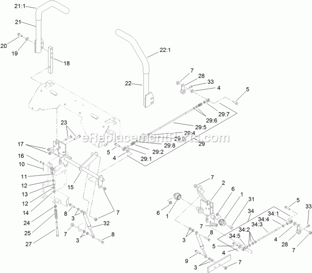 Toro 74265TE (316000001-316999999) Z Master Professional 7000 Series Riding Mower, With 152cm Turbo Force Side Discharge Mower, Hydro Control Assembly Diagram