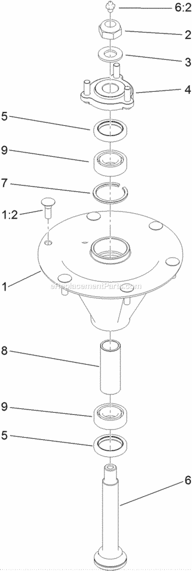 Toro 74265TE (316000001-316999999) Z Master Professional 7000 Series Riding Mower, With 152cm Turbo Force Side Discharge Mower, Spindle Assembly No. 119-8560 Diagram