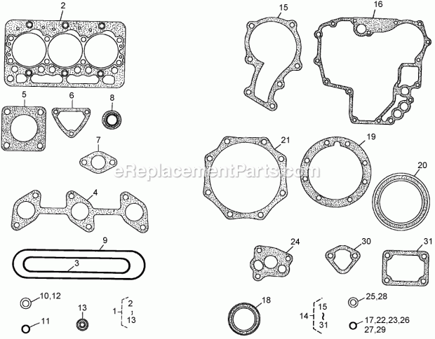 Toro 74265 (260000001-260999999) Z593-d Z Master, With 60in Turbo Force Side Discharge Mower, 2006 Gasket Kit Assemblies Diagram