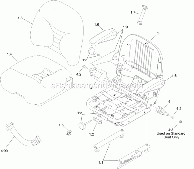 Toro 74266CP (312000001-312999999) Z Master Professional 6000 Series Riding Mower, With 52in Turbo Force Side Discharge Mower, 2 Deluxe Seat Assembly No. 110-0838 Diagram