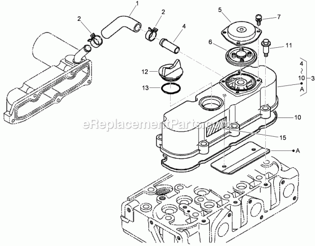 Toro 74266CP (312000001-312999999) Z Master Professional 6000 Series Riding Mower, With 52in Turbo Force Side Discharge Mower, 2 Cylinder Head Cover Assembly Diagram