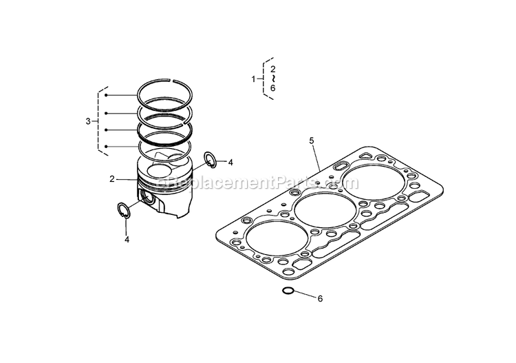 Toro 74266 (270000001-270000300)(2007) Z595-D Z Master, With 52in Turbo Force Side Discharge Mower Piston Kit Assembly Diagram