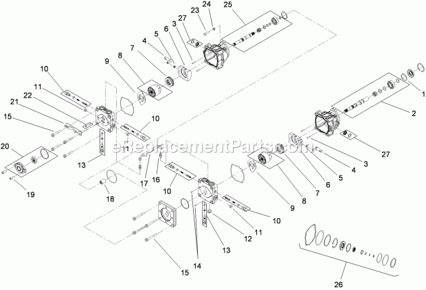 Toro 74266 (312000001-312999999) Z Master Professional 7000 Series Riding Mower, With 52in Turbo Force Side Discharge Mower, 201 Tandem Pump Assembly No. 107-9885 Diagram