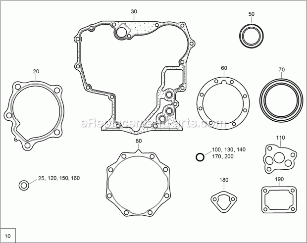 Toro 74266 (400000000-999999999) Z Master Professional 7000 Series Riding Mower, With 52in Turbo Force Side Discharge Mower, 201 Lower Engine Gasket Kit Diagram