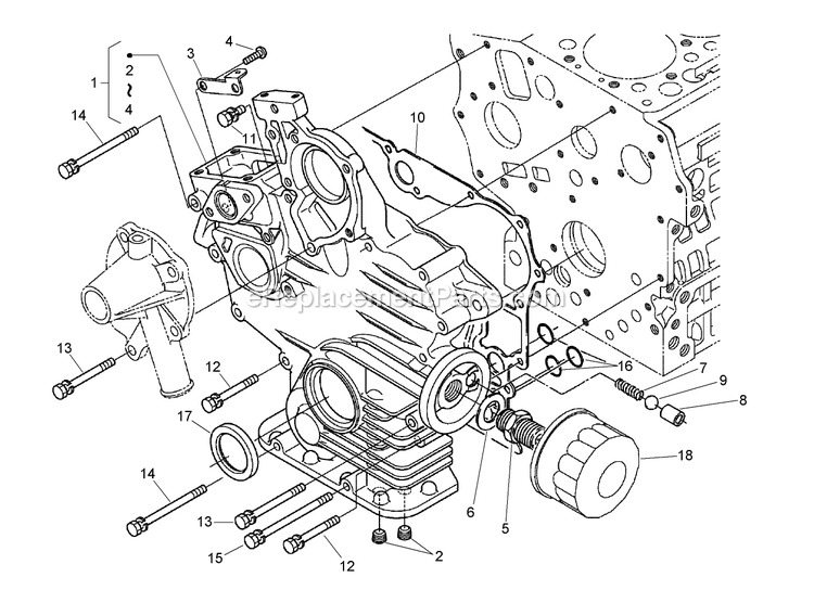 Toro 74267 (280000001-280999999)(2008) Z580-D Z Master, With 60in Turbo Force Side Discharge Mower Gear Case And Oil Filter Cartridge Assembly Diagram