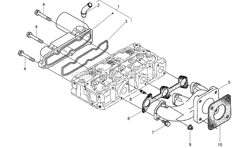 Toro 74267 (280000001-280999999)(2008) Z580-D Z Master, With 60in Turbo Force Side Discharge Mower Inlet And Exhaust Manifold Assembly Diagram