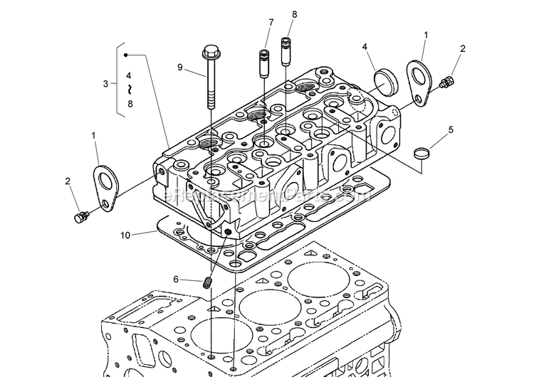 Toro 74267 (280000001-280999999)(2008) Z580-D Z Master, With 60in Turbo Force Side Discharge Mower Cylinder Head Assembly Diagram