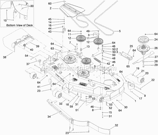 Toro 74267 (312000001-312999999) Z Master Professional 7000 Series Riding Mower, With 60in Turbo Force Side Discharge Mower, 201 Deck Assembly Diagram