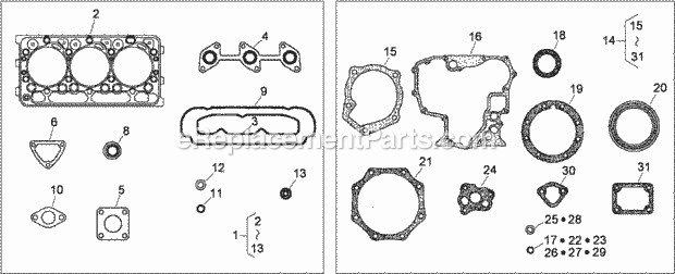 Toro 74267 (313000001-313999999) Z Master Professional 7000 Series Riding Mower, With 60in Turbo Force Side Discharge Mower, 201 Upper and Lower Gasket Kits Diagram