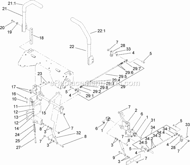 Toro 74267 (314000001-314999999) Z Master Professional 7000 Series Riding Mower, With 60in Turbo Force Side Discharge Mower, 201 Hydro Control Assembly Diagram