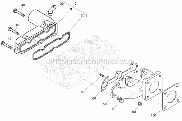 Toro 74267 (314000001-314999999) Z Master Professional 7000 Series Riding Mower, With 60in Turbo Force Side Discharge Mower, 201 Inlet and Exhaust Manifold Assembly Diagram