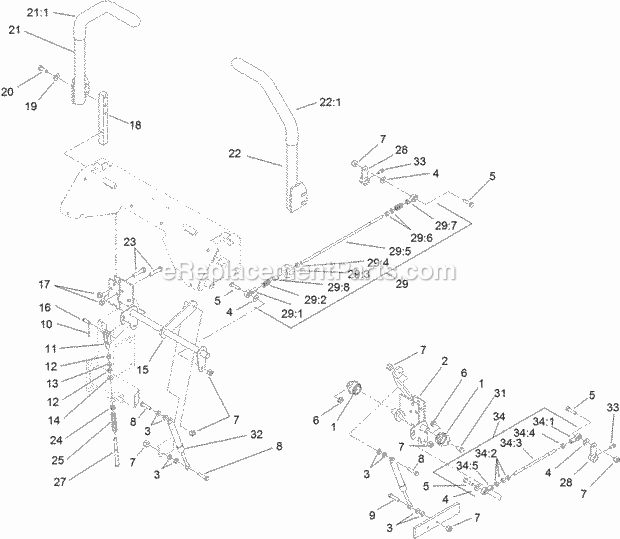 Toro 74267 (315000001-315999999) Z Master Professional 7000 Series Riding Mower, With 60in Turbo Force Side Discharge Mower, 201 Hydro Control Assembly Diagram