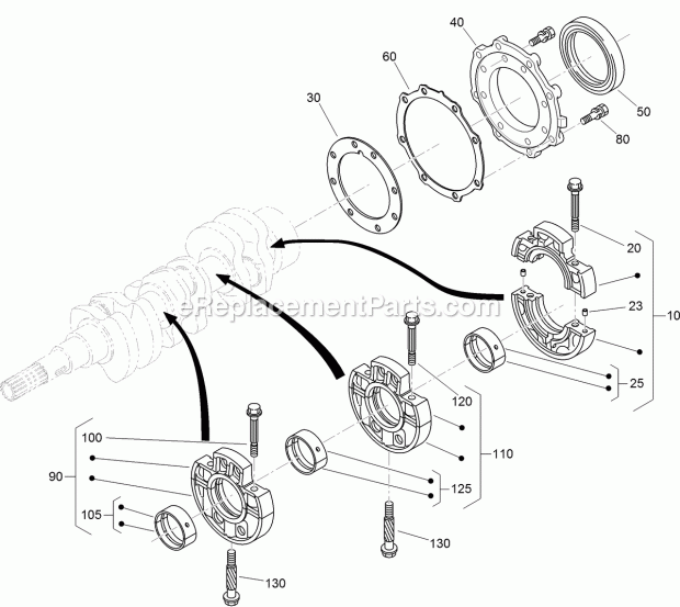 Toro 74267 (315000001-315999999) Z Master Professional 7000 Series Riding Mower, With 60in Turbo Force Side Discharge Mower, 201 Main Bearing Case Assembly Diagram