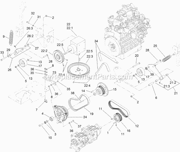 Toro 74267 (316000001-316999999) Z Master Professional 7000 Series Riding Mower, With 60in Turbo Force Side Discharge Mower, 201 Hydro and Gearbox Assembly Diagram