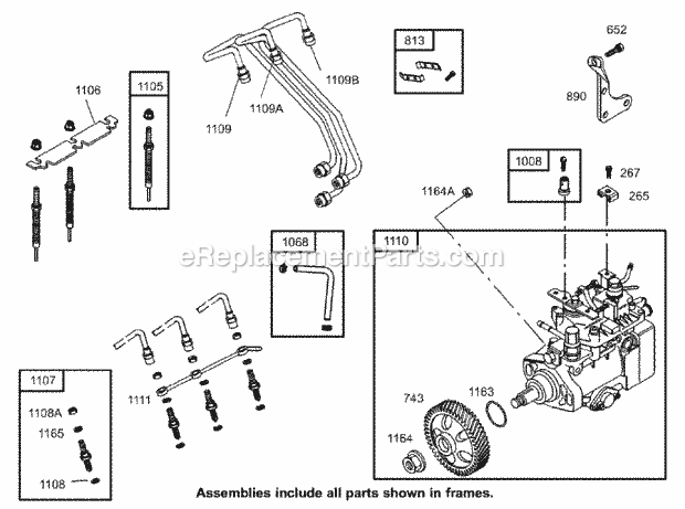 Toro 74268TE (250000001-250999999) Z597-d Z Master, With 152cm Turbo Force Side Discharge Mower, 2005 Injection Pump Assembly Diagram