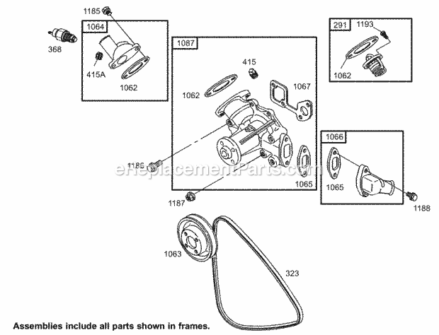 Toro 74268TE (250000001-250999999) Z597-d Z Master, With 152cm Turbo Force Side Discharge Mower, 2005 Water Pump Assembly Diagram