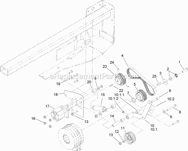 Toro 74268 (270000001-270000300) Z597-d Z Master, With 60in Turbo Force Side Discharge Mower, 2007 Cooling Pump Drive Assembly Diagram