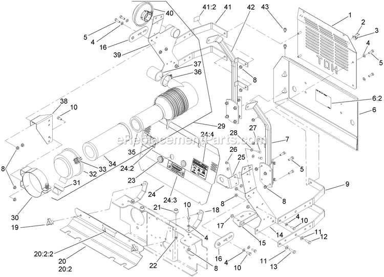 Toro 74268 (270000301-270999999)(2007) Z597-D Z Master, With 60in Turbo Force Side Discharge Mower Front And Rear Cover Assembly Diagram