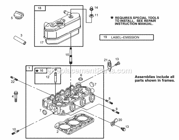 Toro 74268 (270000301-270999999) Z597-d Z Master, With 60in Turbo Force Side Discharge Mower, 2007 Cylinder Head Assembly Diagram