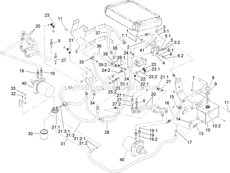 Toro 74269 (240000001-240999999)(2004) Z597-D Z Master, With 72in Turbo Force Side Discharge Mower Hydraulic System Assembly Diagram