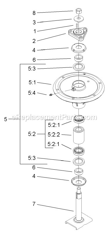 Toro 74269 (240000001-240999999)(2004) Z597-D Z Master, With 72in Turbo Force Side Discharge Mower Spindle Assembly Diagram