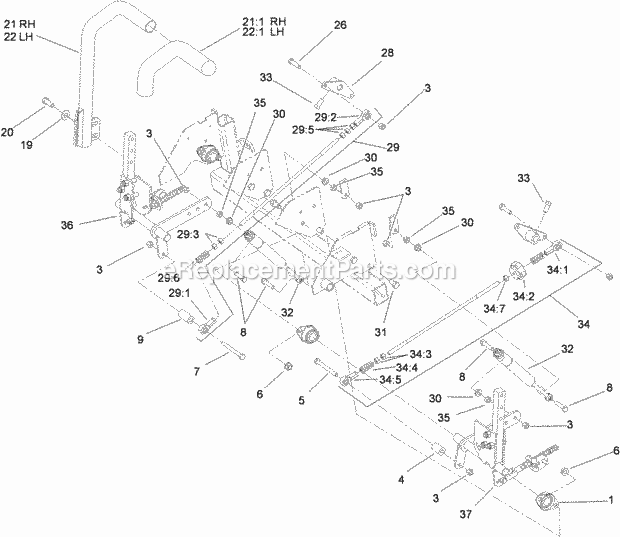 Toro 74269 (310000001-310999999) Z590-d Z Master, With 72in Turbo Force Side Discharge Mower, 2010 Motion Control Assembly Diagram