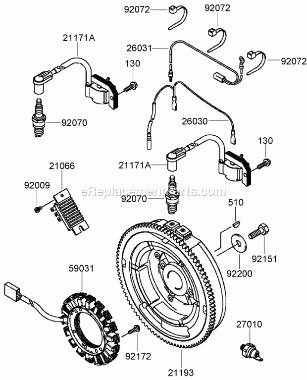 Toro 74271 (270002001-270999999) Z558 Z Master, With 52in Turbo Force Side Discharge Mower, 2007 Electric Equipment Assembly Kawasaki Fh770d-As05 Diagram