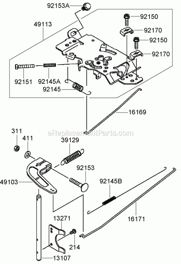 Toro 74271 (270002001-270999999) Z558 Z Master, With 52in Turbo Force Side Discharge Mower, 2007 Control Equipment Assembly Kawasaki Fh770d-As05 Diagram