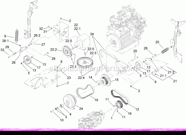 Toro 74274 (270000001-270999999) Z595-d Z Master, With 72in Turbo Force Side Discharge Mower, 2007 Hydro and Gearbox Assembly Diagram
