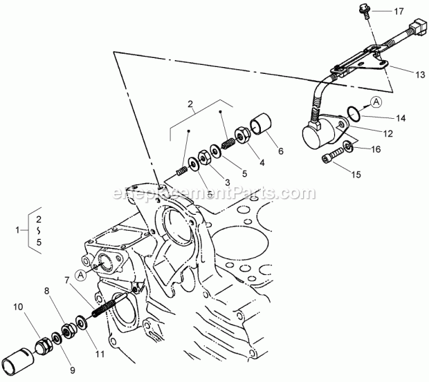 Toro 74274 (270000001-270999999) Z595-d Z Master, With 72in Turbo Force Side Discharge Mower, 2007 Idle Apparatus and Stop Solenoid Assembly Diagram