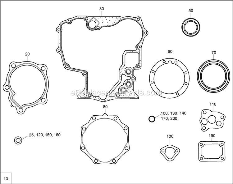 Toro 74274 (316000001-316999999)(2016) Z Master Professional 7000 , With 72in Turbo Force Side Discharge Mower Lower Engine Gasket Kit Diagram