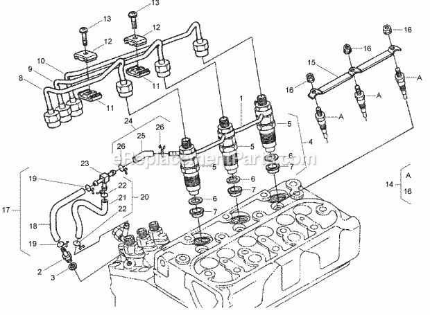 Toro 74279TE (270000001-270999999) Z593-d Z Master, With 52 Rear Discharge Mower, 2007 Nozzle Holder and Glow Plug Assembly Diagram